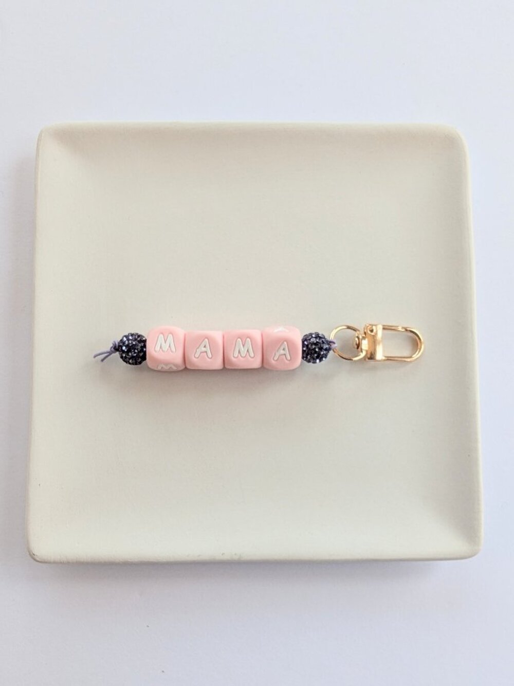 PINK PURPLE & WHITE "MAMA" BAG CHARM